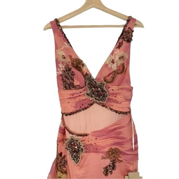 Mandalay Evening Cocktail Silk Midi Dress Size 4 NWT - Picture 3 of 8